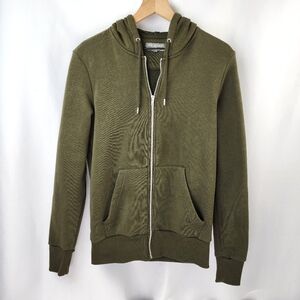 Primark Women's Green Zip Up Hooded Sweatshirt Size M